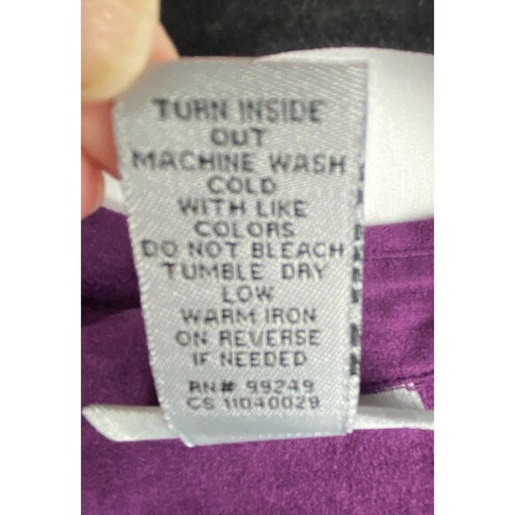 NWT Catherines Womens Button Down Top 3X Purple Faux Suede Long Sleeve Blouse - Picture 10 of 14